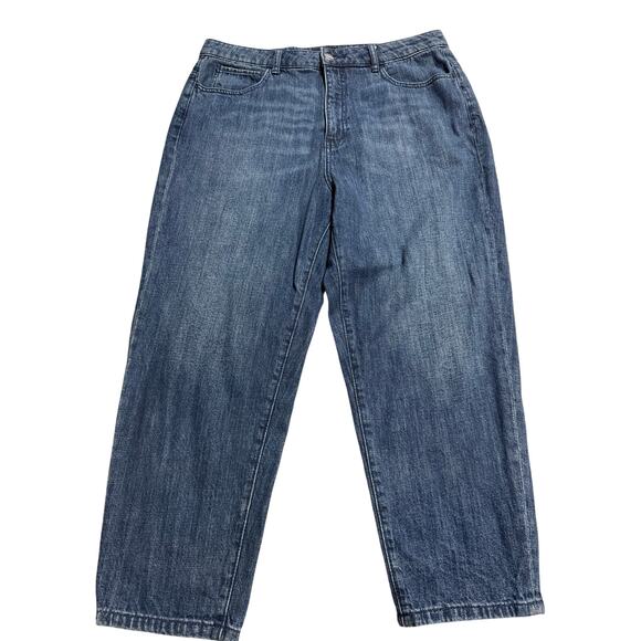 Kate Spade Saturday Jeans Barrel Leg High Rise 100% Cotton Womens 32 Blue Denim - Picture 1 of 10